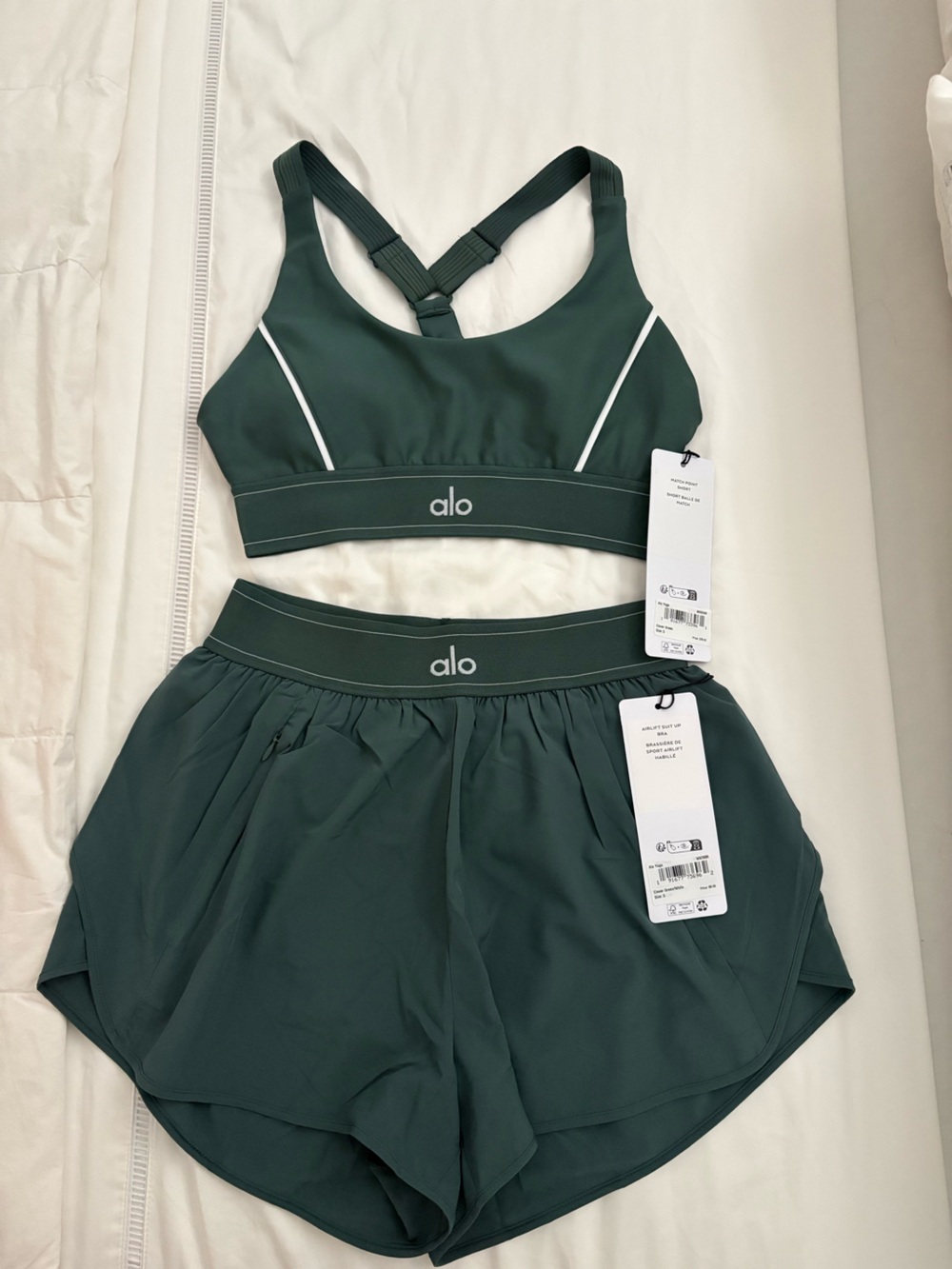 Alo yoga set airlift suit up bra and match point short size s both BNWT - Picture 4 of 6